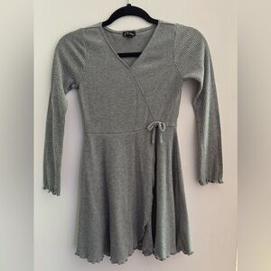 Art Class Girls Ribbed Faux Wrap Dress Size L (10/12) Heather Gray